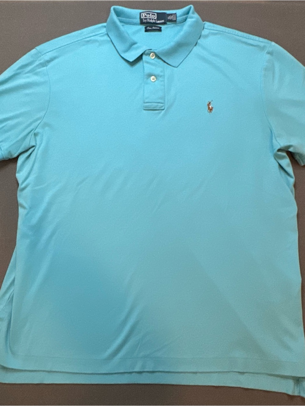 Ralph Lauren Men's Vintage Polo Pima Interlock Polo Shirt | Aqua Blue | Size XL